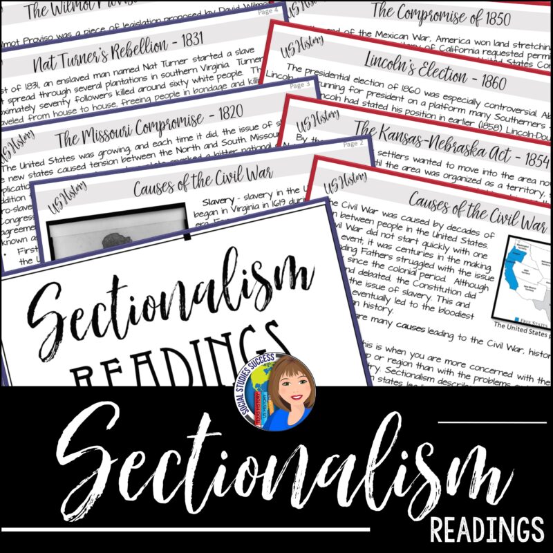 sectionalism reading and activities